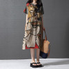 2018 New Summer dress Fashion Loose Comfortable plus size Printing short sleeve Cotton Linen women dress Irregular Vestidos Robe