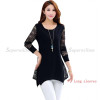 2018 New Summer Blouses Women Lace Blouse Shirt Long Section Plus size 5XL Bottoming Shirts Lace Stitching Blusas Feminina Tops