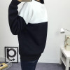 Trendy Women’s Winter Hoodie - Black and White Color Block V Pattern Pullover Sweatshirt - Stylish Tracksuit for Ladies (Sizes M-XXL)