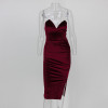 Trendy 2017 Winter Off-The-Shoulder Bodycon Midi Dress for Women – Sexy Strapless Velvet Bandage Dress in S, M, L Sizes