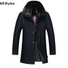 Men's 2017 Winter Casual Thick Warm Long Cashmere Coat with Big Fur Collar - Stylish and Comfortable Woll Mantel