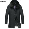 Men's 2017 Winter Casual Thick Warm Long Cashmere Coat with Big Fur Collar - Stylish and Comfortable Woll Mantel