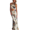 Floral Print Women’s Summer Maxi Dress - Trendy 2 Piece Halterneck Backless Boho Style for Beach Parties and Casual Outings