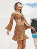 Floral Off-Shoulder Top with Flared Sleeves and Matching Skirt Set - Perfect Summer Outfit