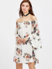 Floral Off-Shoulder Mini Dress with Long Sleeves - Perfect Summer Outfit for Women