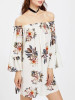 Floral Off-Shoulder Mini Dress with Long Sleeves - Perfect Summer Outfit for Women
