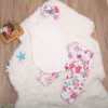 Floral Newborn Baby Girls 3PCS Outfit Set - Lace Sleeve Bodysuit, Long Pants & Headband Costume for Infants