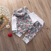 Adorable Floral Stripe Hooded Outfit Set for Newborn Baby Girls - 2 Piece Clothing Set AU