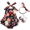 Floral Baby Girl Summer Outfit Set - Cotton Newborn Romper, Headband, and Shoes for Infant Photography - 3-Piece Baby Clothes Set