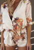 Floral Loose Chiffon Summer Jumpsuit for Women - Sexy V Neck Plus Size High Waist Romper Playsuit