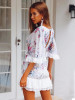 Boho Chic Floral Mini Dress with Hollow Batwing Sleeves - Perfect for Summer Style