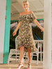 Bohemian Floral Off-Shoulder Falbala Dress for Summer Style