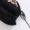 Floral Embroidery Harajuku Vintage Sweatshirt for Women - Stylish Black Pullover with Drawstring Cuffs for Autumn & Winter Fashion 2023