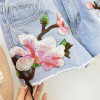 Embroidered Floral Denim Shorts for Women - Light Blue Casual Summer Jean Shorts with Flower Design
