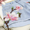 Embroidered Floral Denim Shorts for Women - Light Blue Casual Summer Jean Shorts with Flower Design