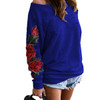 Stylish Black Floral Embroidery Sweatshirt for Women - Sexy Off-Shoulder Hollow Out Design, Casual Ripped Hoodie Tracksuit