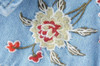Floral Embroidered Classic Denim Jacket for Women - Spring Loose Fit Long Coat in Large Sizes