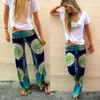 Floral Plus Size Wide Leg Harem Pants - High Waist Loose Palazzo Trousers for Women - Comfortable Beach Wear