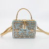 Floral Crystal Evening Clutch Bag for Women - Elegant Silver Hardcase Crossbody Totes and Acrylic Handbags