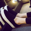 Trendy Floral Canvas Slip-On Shoes for Women – Comfortable, Height-Increasing Footwear with Appliqué Design