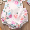 Floral Newborn Baby Girl Romper Set - Summer Ruffled Sleeve Bodysuit Jumpsuit with Headband - 2-Piece Sunsuit Outfit