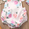 Floral Newborn Baby Girl Romper Set - Summer Ruffled Sleeve Bodysuit Jumpsuit with Headband - 2-Piece Sunsuit Outfit
