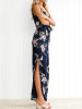 Floral Print Backless Wide Leg Jumpsuit with Split Sides for Trendy Summer Style