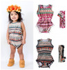 Floral Baby Girls Sleeveless Romper Bodysuit Set with Headband - Classic One-Piece Sunsuit Outfit for Summer