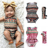 Floral Baby Girls Sleeveless Romper Bodysuit Set with Headband - Classic One-Piece Sunsuit Outfit for Summer