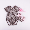 Adorable Floral Baby Girl 3-Piece Outfit Set – Cotton Short Sleeve Romper, Matching Headband, and Shoes for Birthday Celebrations