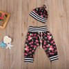 Adorable Floral Autumn Outfit for Baby Girls - 3PCS Toddler Romper, Long Pants & Hat Set