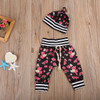 Adorable Floral Autumn Outfit for Baby Girls - 3PCS Toddler Romper, Long Pants & Hat Set