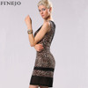 FINEJO 2017 Summer Sexy Leopard Print Bodycon Dress - Sleeveless O-Neck Party Club Dresses for Women