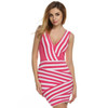 FINEJO Summer 2017 Women's Sexy V-Neck Striped Sleeveless Bodycon Mini Party Dress - Plus Size Available