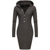 FINEJO Plus Size 3XL Autumn Hooded Bodycon Dress for Women - Sexy Long Sleeve V Neck Cotton Pencil Dress for Casual and Party Wear