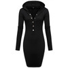FINEJO Plus Size 3XL Autumn Hooded Bodycon Dress for Women - Sexy Long Sleeve V Neck Cotton Pencil Dress for Casual and Party Wear