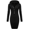 FINEJO Plus Size 3XL Autumn Hooded Bodycon Dress for Women - Sexy Long Sleeve V Neck Cotton Pencil Dress for Casual and Party Wear