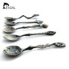FHEAL 5pcs/set Vintage Royal Style Bronze Carved Small Coffee Tools Tableware Cutlery Kitchen Dining Bar Tools