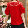 New Hot 2018 Women Summer Blouse Plus Size Short Sleeve Hollow Out Ruffles Blouses OL Work Sliod Women Ladies Top shirt White