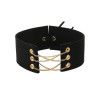 New Glamorous Black Velvet Choker With Gold Color Chains Sexy Statement Necklace Link Chain Lace Up Chokers Necklaces Chocker