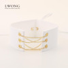 New Glamorous Black Velvet Choker With Gold Color Chains Sexy Statement Necklace Link Chain Lace Up Chokers Necklaces Chocker
