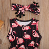 New Girls Newborn Infant Baby Sleeveless Flamingo Romper Jumpsuit Sunsuit Headbands Summer 2Pcs Clothing Set Outfits