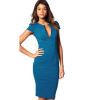 Summer Charming Sexy Pencil Dress Celebrity Style Vestidos Pockets Knee-length Bodycon Slim Business Sheath Party Dress 414