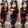 Summer Baby Clothing Sets For Girls Sleeveless Clothes Shirt + Floral Pants + Headband 3PCS Girl Outfits