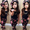 Summer Baby Clothing Sets For Girls Sleeveless Clothes Shirt + Floral Pants + Headband 3PCS Girl Outfits