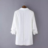 Summer Autumn Jacket Coat Women Thin None Button Plicated 3/4 Sleeve Long Chiffon Blazer Ladies Business Suits Casual Outerwear