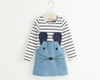 Stay Naive new 2017 striped girl dress long sleeves cute mouse children's clothing girl dress denim child's clothes