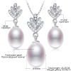 DAIMI Natural Pearl Necklace Earrings Silver Sets, Brand Jewelry Cedar 8-9mm White Cultured Pearl Sets, Trendy Jewelry Sets