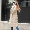 Dabuwawa Beige Winter Women Casual Long Down Coat Hooded Parka A Line Warm Jacket Down Duck Female