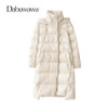 Dabuwawa Beige Winter Women Casual Long Down Coat Hooded Parka A Line Warm Jacket Down Duck Female